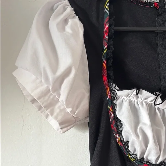 FINAL! Black Corset Top with Plaid Accents Beer Garden Girl - Picture 3 of 6